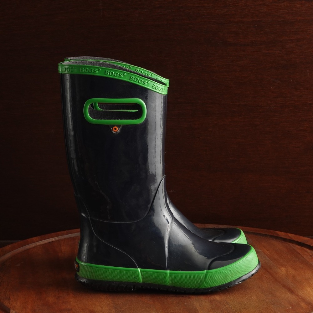 Bogs Rain Boots Youth SZ 3 Blue Green Waterproof Chore Outdoor Utility Garden